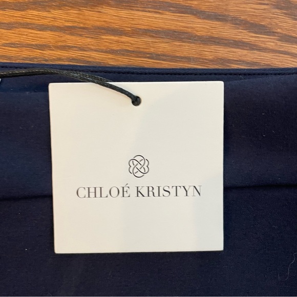 Nwt New Chloe kristyn Women's designer Navy Blue pants l slacks high ris… - Picture 5 of 10